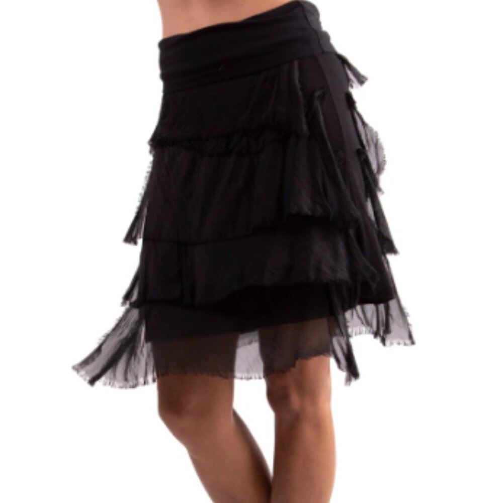 Italian Silk Short Ruffle Skirt